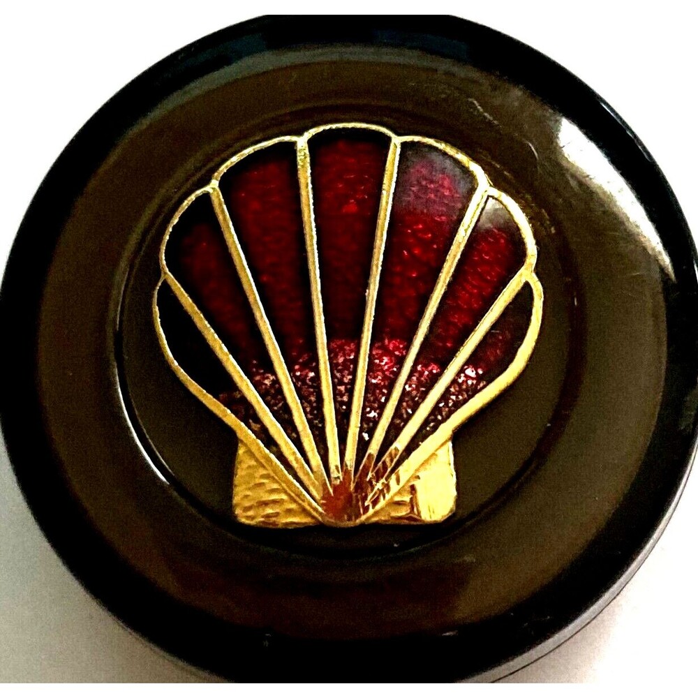 Vtg Sea Shell Cloisonne Charm ID Card Badge Holder Lanyard Retractable Reel